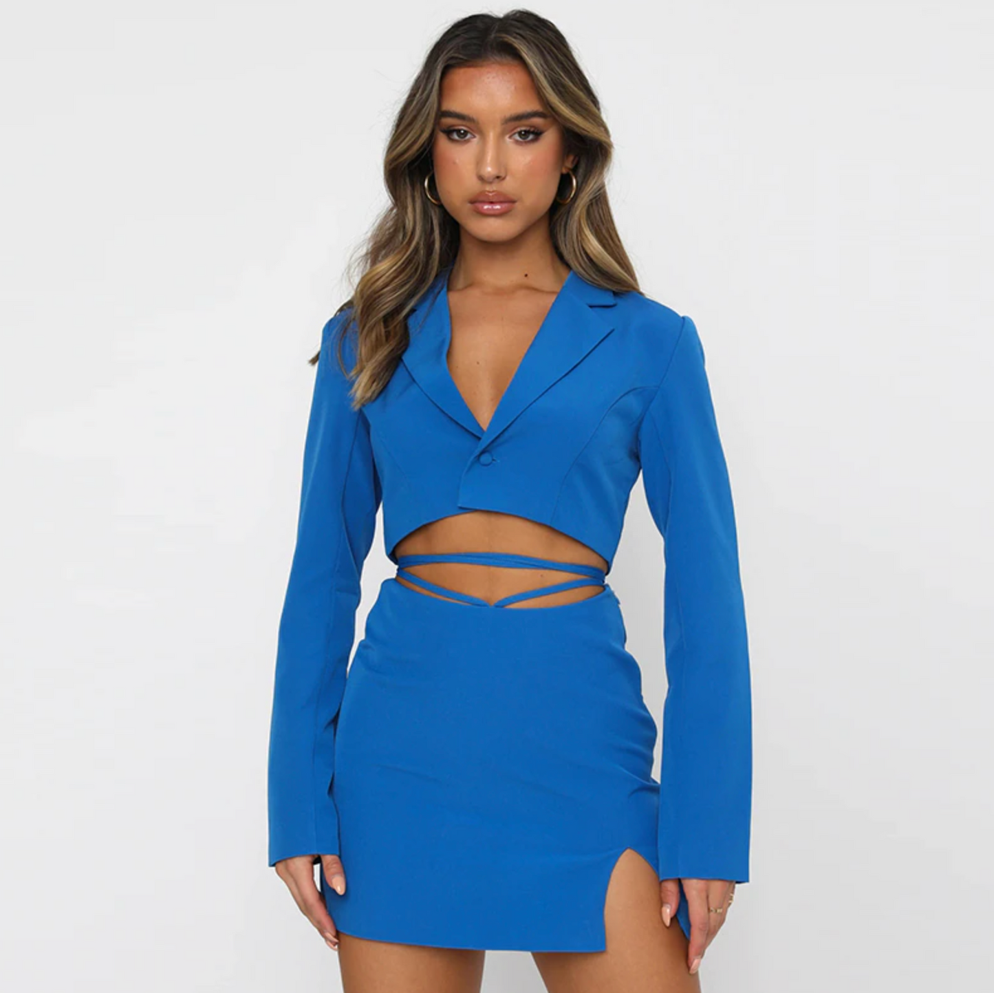 Charlotte Two Piece Cropped Blazer Skirt Set