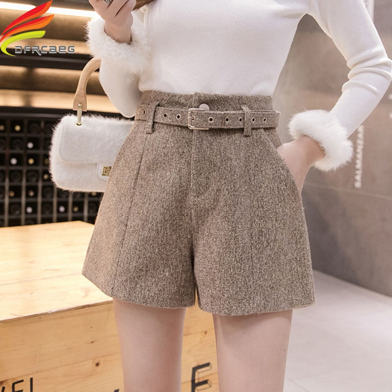 Rhonda High Waist Wool Shorts