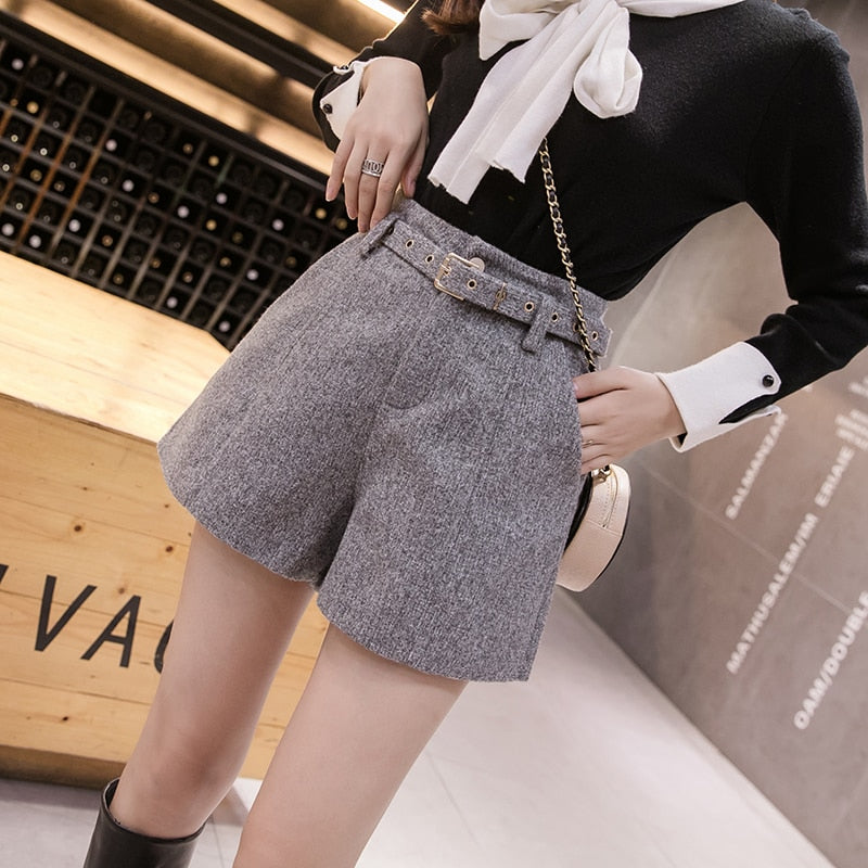 Rhonda High Waist Wool Shorts