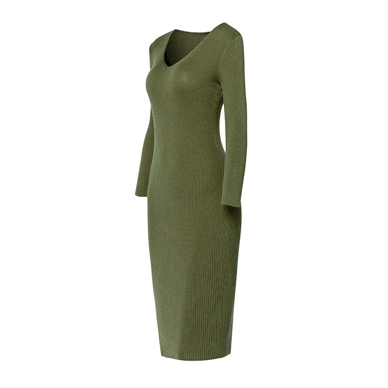 Gina V-Neck Wrapped Knit Dress