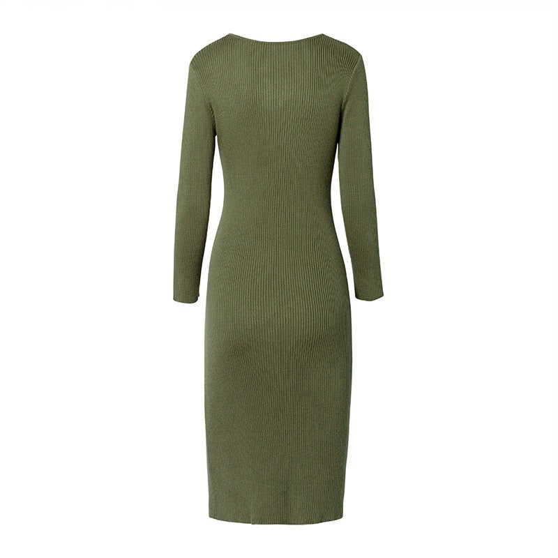 Gina V-Neck Wrapped Knit Dress