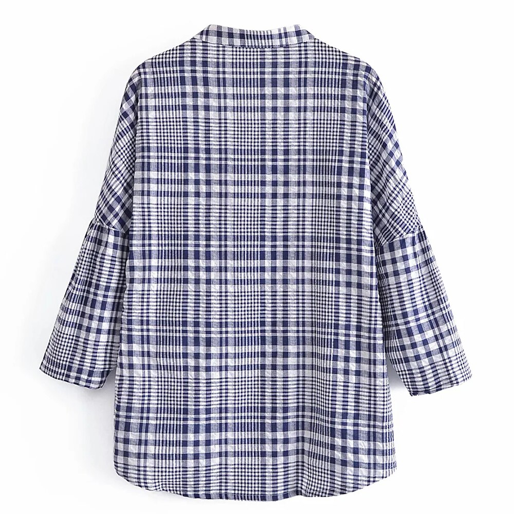 Naomi Plaid Patchwork Blouse