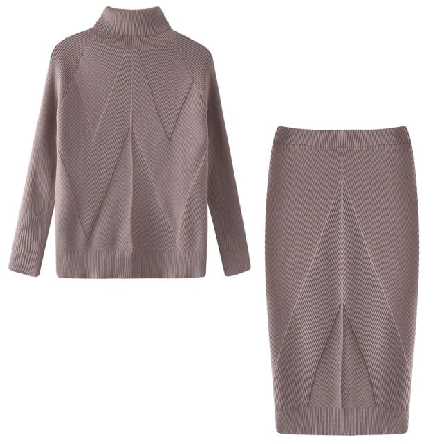 Luisa Turtleneck Sweater Two Piece Skirt Set