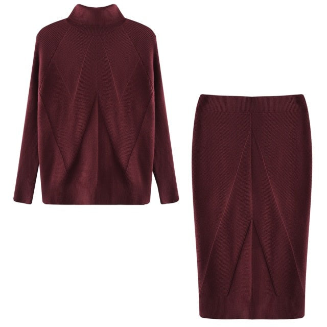 Luisa Turtleneck Sweater Two Piece Skirt Set