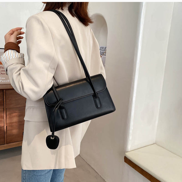 Yucurem Leather Shoulder Bags Women Double Pocket Designer Armpit