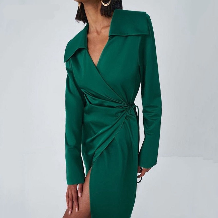 Yvette V-Neck Satin Dress Wrap