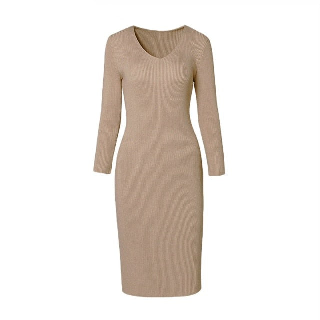 Gina V-Neck Wrapped Knit Dress