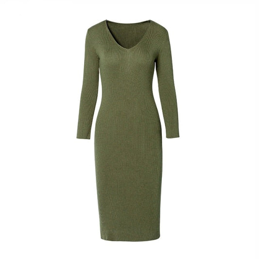 Gina V-Neck Wrapped Knit Dress