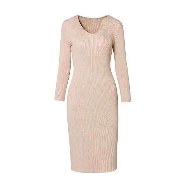 Gina V-Neck Wrapped Knit Dress