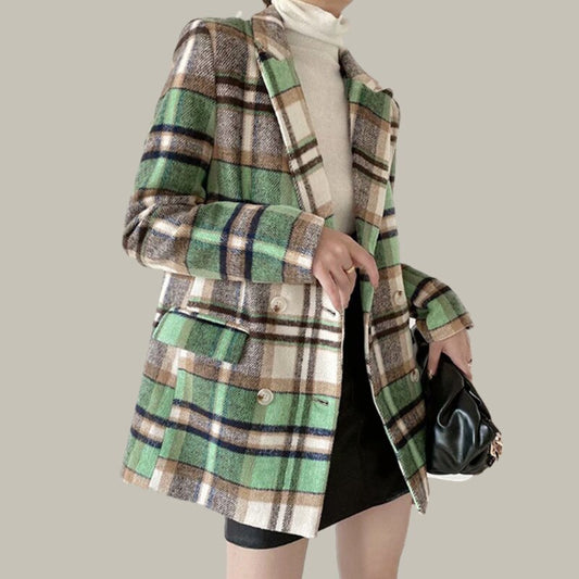 Olga Plaid Wool BlazerCoat