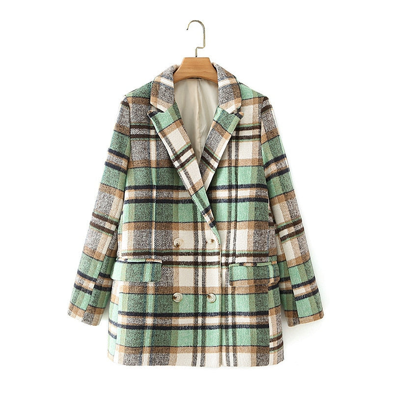 Olga Plaid Wool BlazerCoat